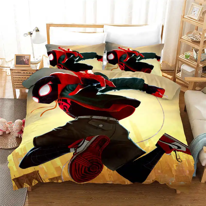 Герой Marvel Человек-паук постельный комплект Cal King Размер простыни для мальчиков стеганые пододеяльники двуспальное покрывало Детская Летняя Королева