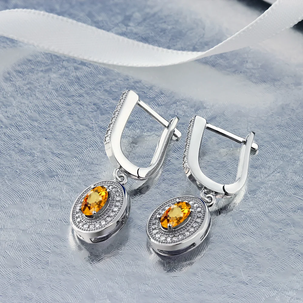 GemStoneKing 1,70 Ct Овальный натуральный жёлтый драгоценный сапфир висячие серьги 925 пробы серебряные ювелирные изделия для женщин