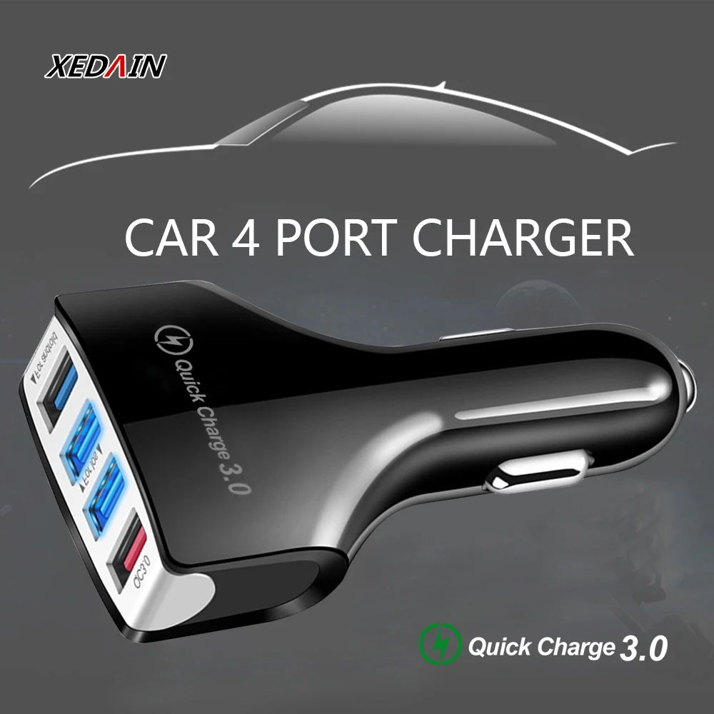 Быстрое зарядное устройство Faichoy QC3.0 с 4 USB портами Автомобильное для быстрой