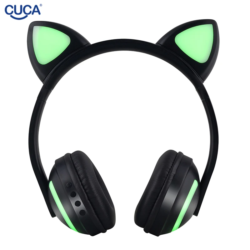 CUCA LED Cat Ear Bluetooth 5 0 Headset Noise Cancelling earphone for Kids Grils Gift Colorful Headphone With Mic Wireless Wired