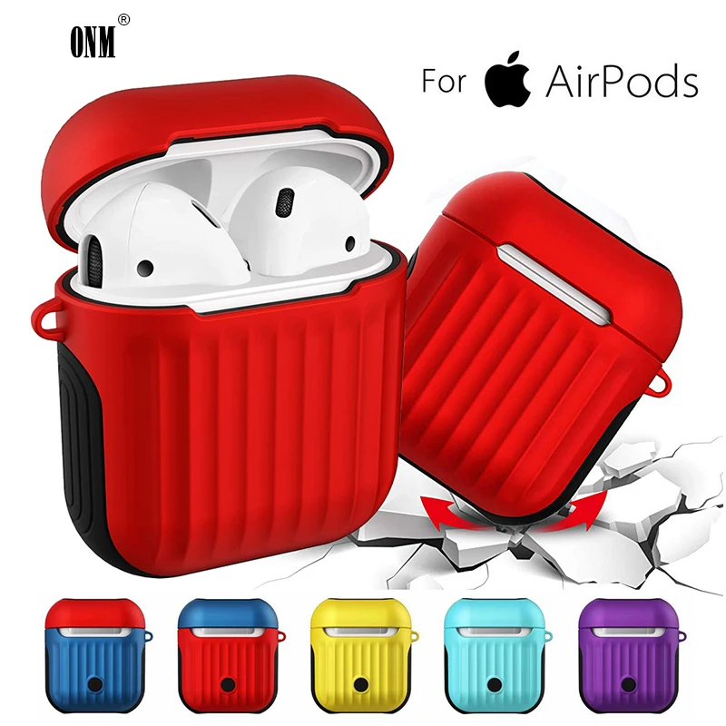 Для Apple Airpods чехол мягкий TPU + PC чехол-Броня из металла противоударный силиконовый
