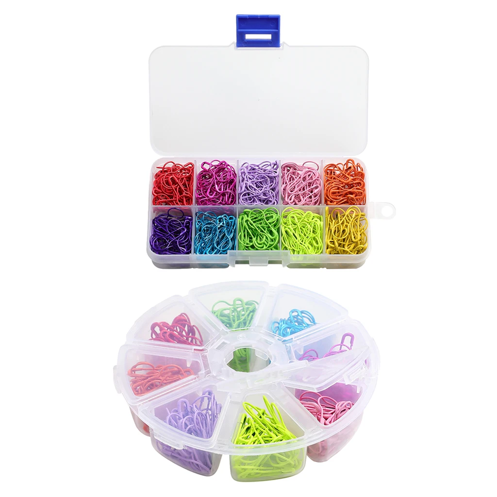 500Pcs Metal Safety Pins,Bulb Gourd Pins Pear Shaped Pins for Knitting Stitch Markers Sewing Clothing DIY Craft with Storage Box