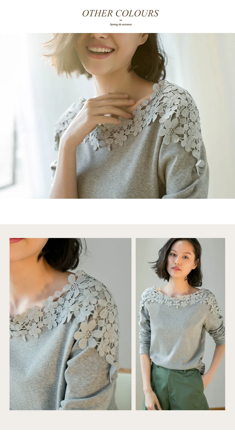 Plus Size M-4XL Female T-shirt Long Sleeve Lace Winter T-shirts For Women Slashneck Side Pleated Cotton Casual Top Tee Camisetas