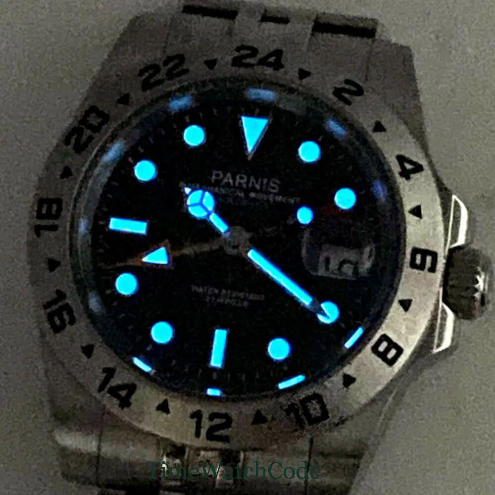 Parnis 40mm Sapphire Glass Automatic Men's Watch White/Black Dial