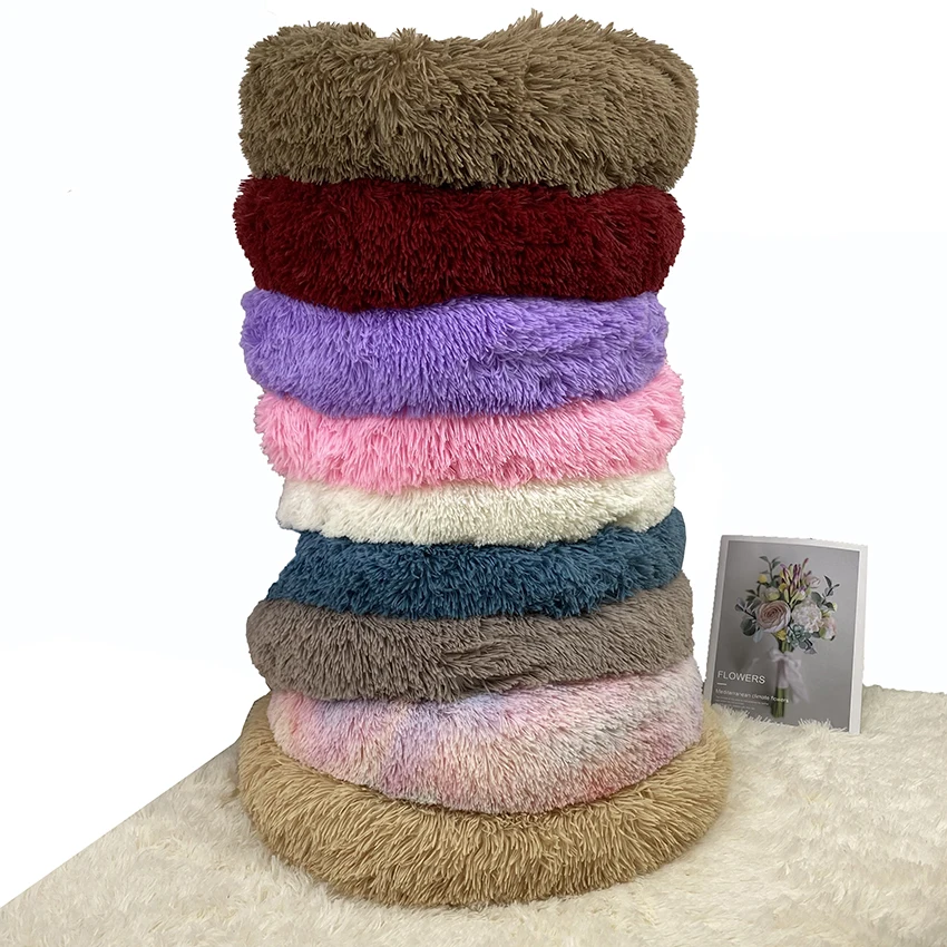 

Super Soft Dog Bed Round Washable Long Plush Dog Kennel Cat House Velvet Mats Sofa For Dog Dog Basket Pet Bed Fast Shipping Out