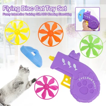 

Tracks Down Funny Home Fetch Cat Toy Set Dog ABS Color Style Random Interactive Training Chasing Exercising For Pet Flying Disc