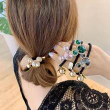 

Women Hair Ties Elastic Rubber Bands Girl Crystal Zircon Bear Flower Star Korean Scrunchies Head Accessories Handmade Wholesale
