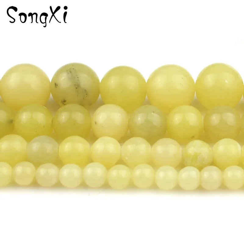 Natural Lemon Jades Stone Round Loose Beads For Jewelry Making 4 6 8 10 12mm Diy Charm Bracelet Necklace Accessories 15 Inch | Украшения и