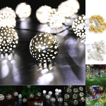 

Moroccan Fairy String Lights Iron Ball Festival Wedding Creative Celebration Hollow out Garden Beautiful Home Decoration
