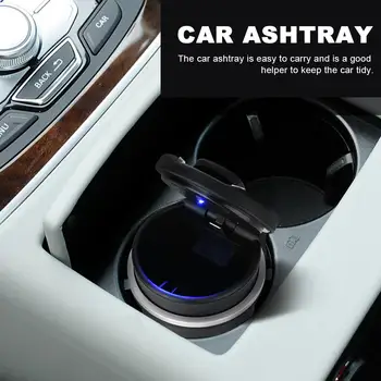 

Portable Car Auto Ashtray Smokeless Ashtray Fine Sealing Cigarette Holder With Inner LED Light And Anti-slip Rubber Bottom