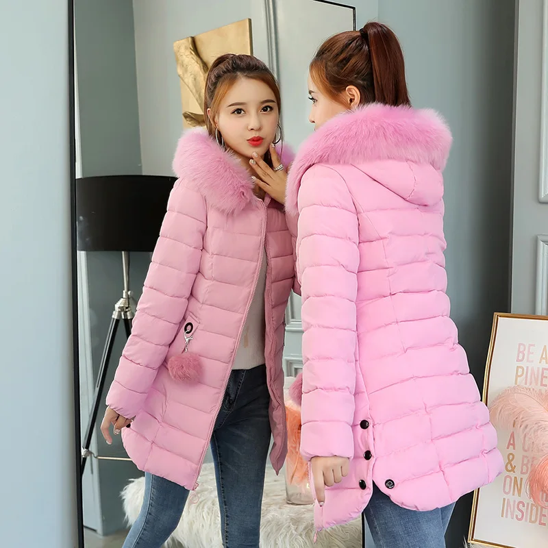 

2019 New Style Cotton-padded Clothes Women's Mid-length Slim Fit Slimming Korean-style Thick Fashion Cotton Coat Place of Origin