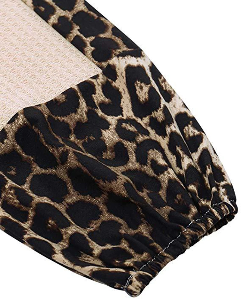 Leopard Print Women Shirts Fashion Casual Long Sleeve Splice Twist Loose Women Blouse Ladies Clothing T Shirt Female Tops (11)