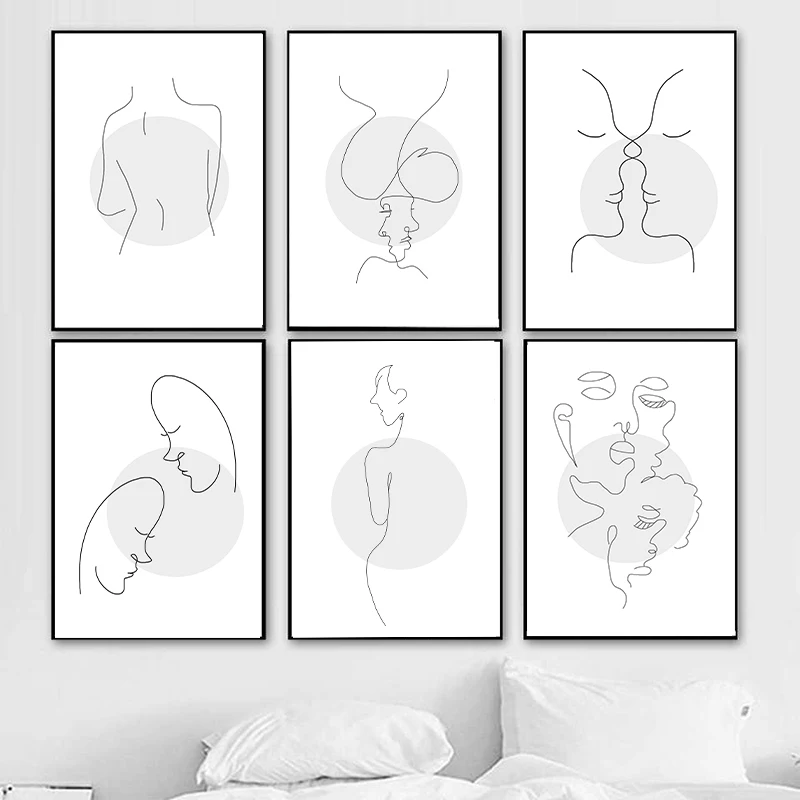 Abstract-Black-White-Romantic-Kiss-Canvas-Painting-Quotes-Wall-Art-Poster-Print-Fashion-Picture-Couples-Lovers