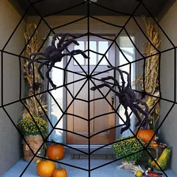 

Spider Wed 5M Bar Oversized Halloween Spiders Web Halloween Cobweb 12 Round Yarn Black Party Decoration Window Props Cosplay