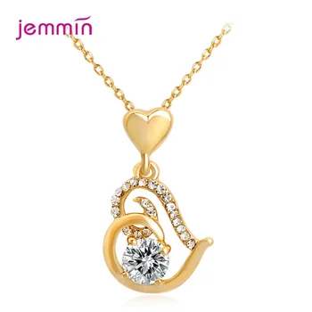 

Newest Fashion Heart Pendant Women Femme Necklaces 925 Sterling Silver Austria Crystal Hot Sale Jewelry for Wedding Engagement