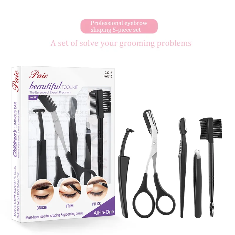 

Eyebrow trimming tool 5 pieces eyebrow trimming set cosmetic tool eyebrow shaving knife box cosmetic