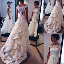 Аппликации Vestido De Noiva удивительная юбка свадебное платье винтажные кружевные вечерние платья Robe De Mariee