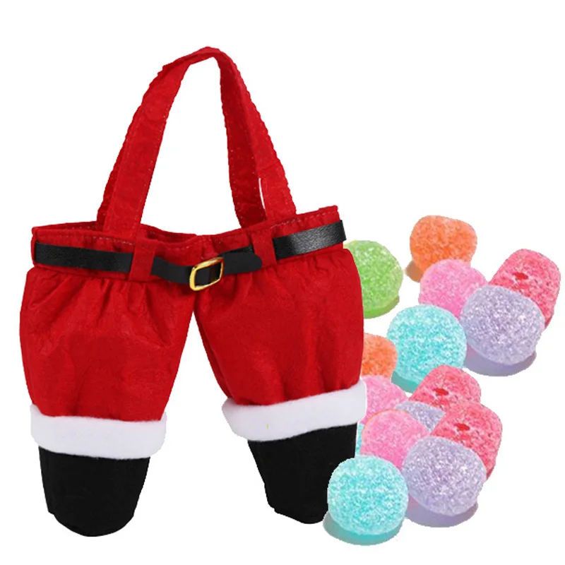 Christmas Candy Bags Wine Bottle Gift Bag Xmas Decoration Santa/Elf Tops+Pants Accessories