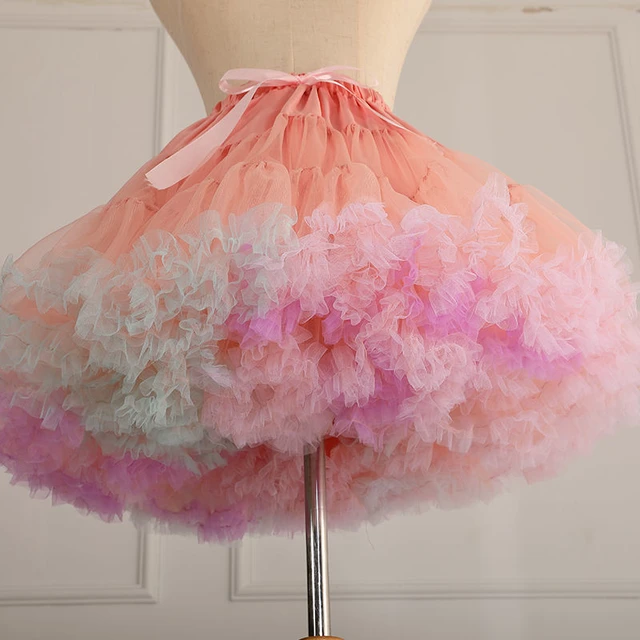 Femme Arc-en-Ciel Jupon Crinoline Tutu Jupe Swing Ruche sous-Jupe