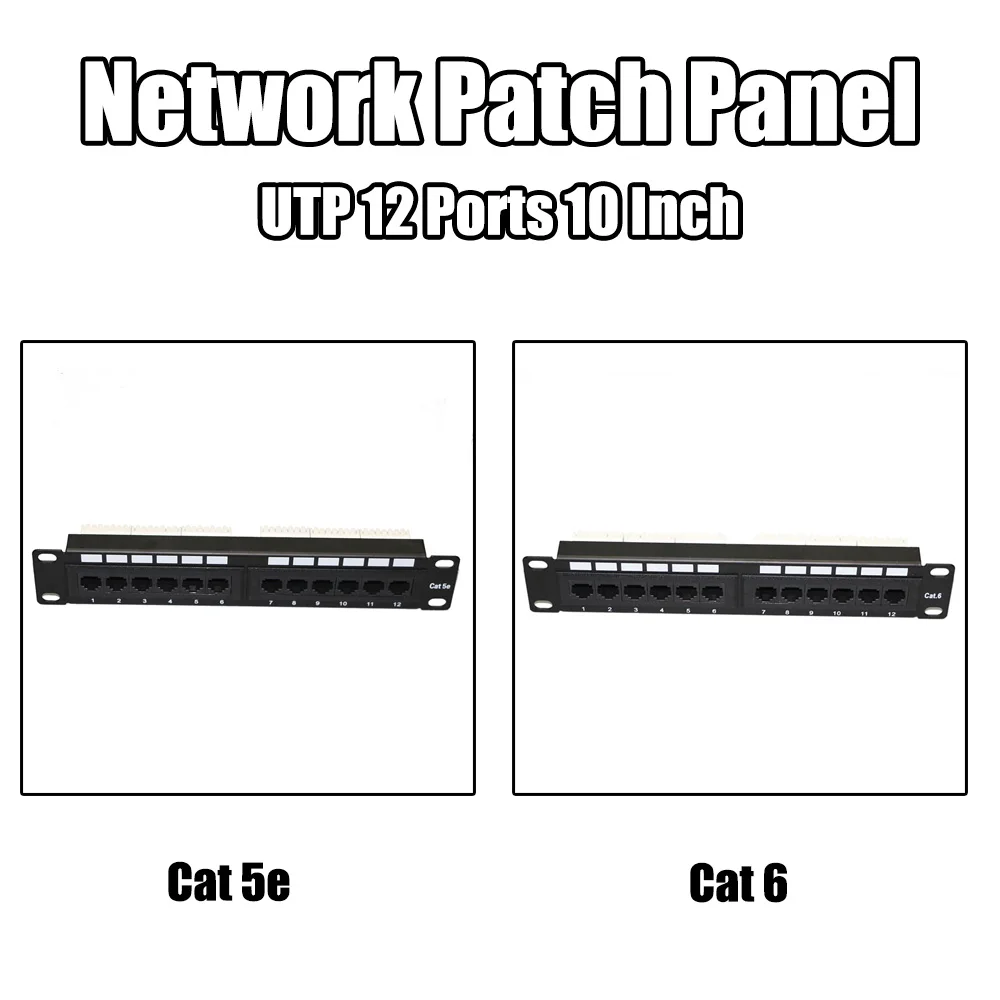 12 порты UTP Cat 6/Cat 5 Unshield сетевая коммутационная панель 1U Высота 10 дюймов стойка
