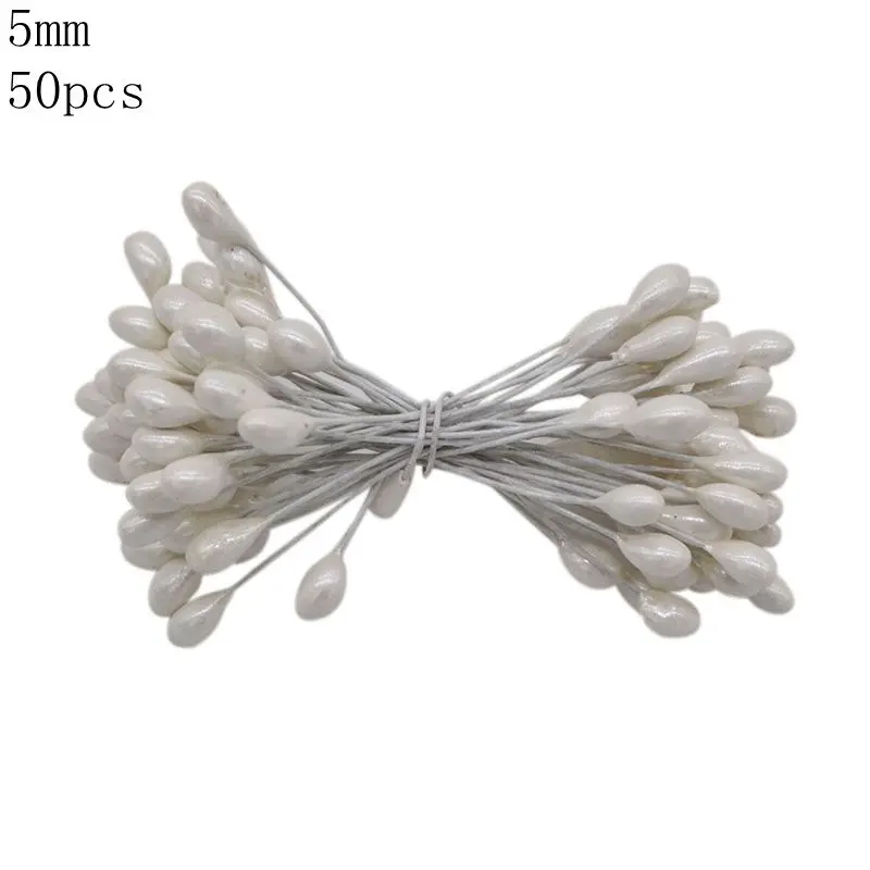W08-50pcs white Розовый искусственный цветок тычинки смешанный Гибридный цветок вишня тычинки ягоды для DIY Рождественский венок Ремесло торт свадебное украшение - Цвет: W08-50pcs white
