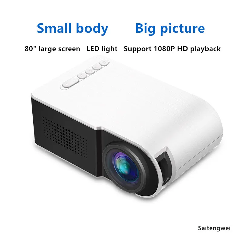 

[White]Projector Mini Household Portable LED High Definition 1080P Projector