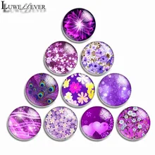 

10mm 12mm 16mm 20mm 25mm 30mm 385 Beautiful Purple Mix Round Glass Cabochon Jewelry Finding 18mm Snap Button Charm Bracelet