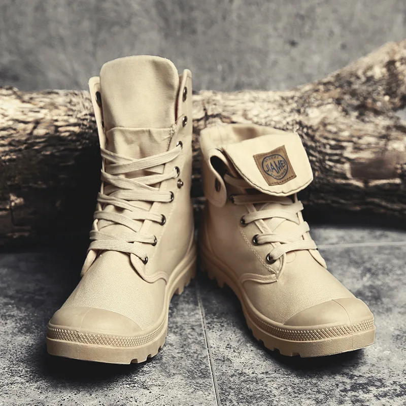 

Big size 45 man's English Martin boots, breathable canvas boots, high gang desert boots, Four Seasons.