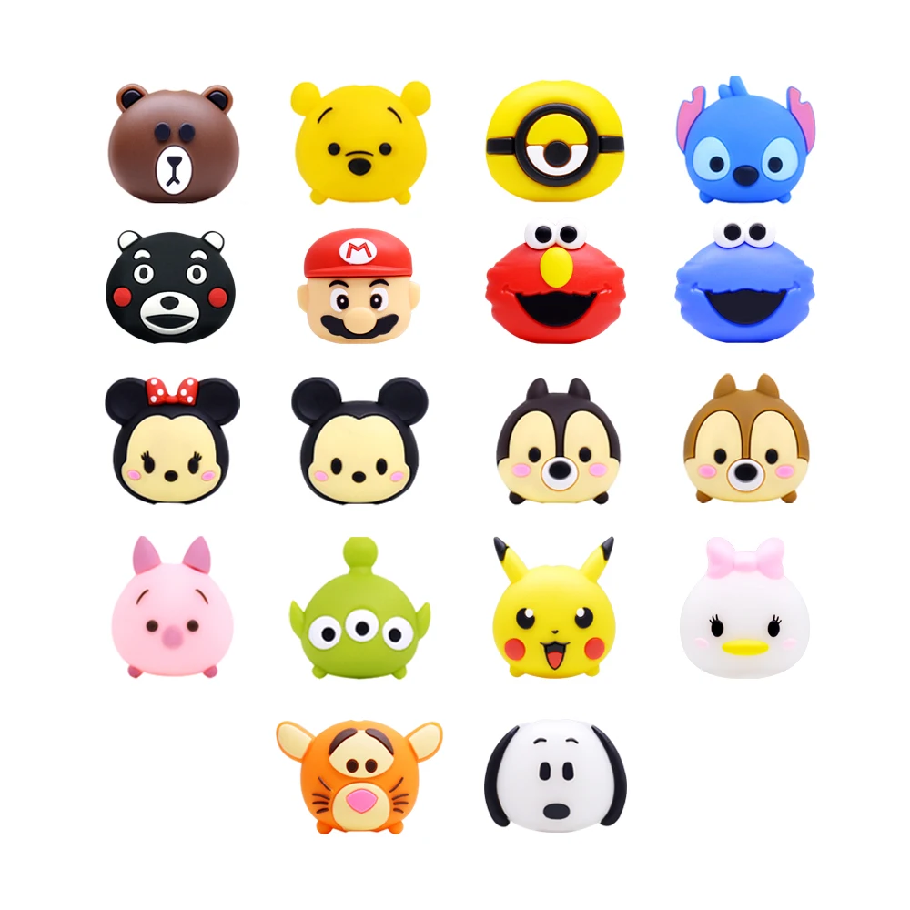 

CHIPAL For Tsum Cute Bite Animal Cable Protector for iPhone USB Charger Wire Winder Cable Organizer Cartoon Bites Phone Holder