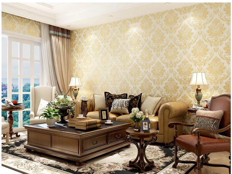 Damask роскошные обои Цветочные Резные тисненый текстурированный обои для спальни стены гостиной вертикальные полосы