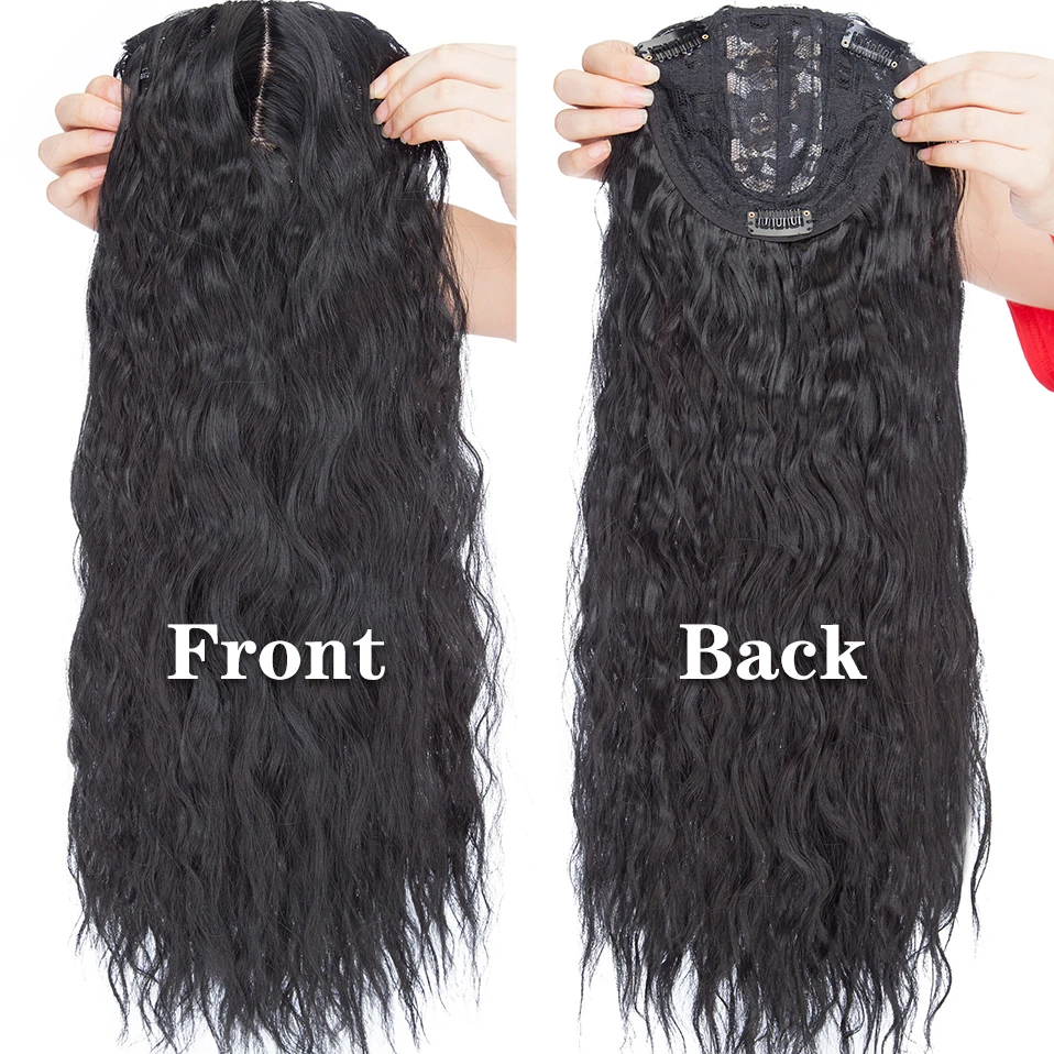 Hair Extensions HAIRRO 20'' Water Wave Clip In Hair Pieces Black Brown Long Corn Wave Synthetic Hair Pieces for Women