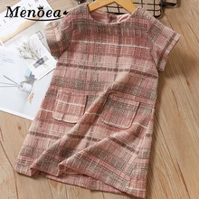 Menoea для девушек платье в клетку новой женской модной обуви Стиль для детей; Осенний комбинезон с карманами; дизайн для детей Одежда для девочек От 3 до 7 лет весенние платья