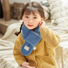 Осень и зима чистый кашемир двусторонний детский нагрудник теплая Корейская версия Универсальный плюшевый шарф для мальчиков и девочек