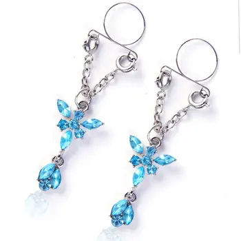 

Rhinestone Butterfly Dangle Nipple Ring Stainless Steel Non Pierced Adjustable Fake Nipple Ring Body Jewelry Hot