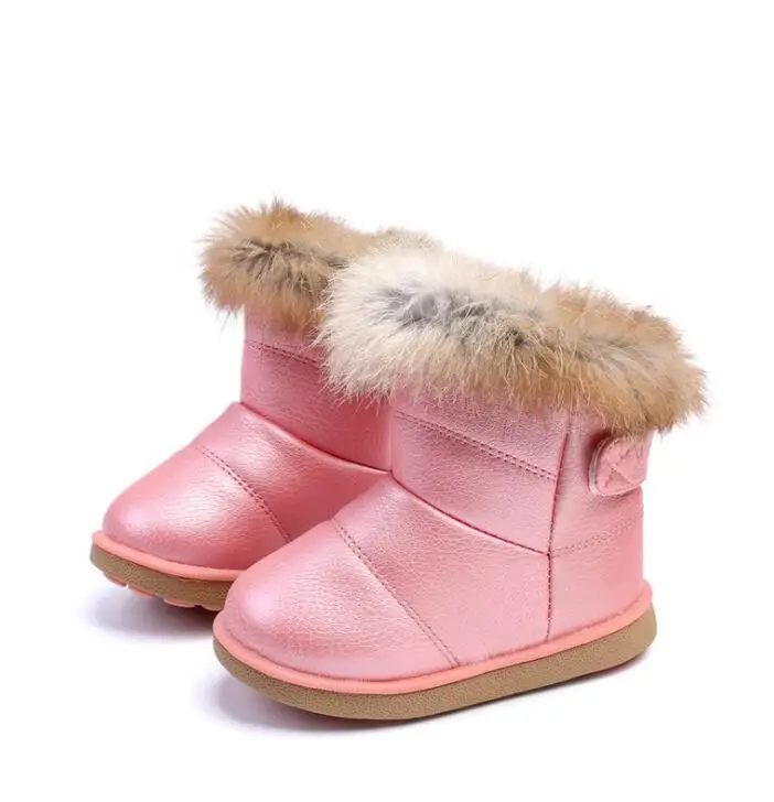 Baby Snow Boot Children Winter Shoes Fur Warm Girl Fashion Ankle Boot Kid Soft Leather Boots Baby Cotton Shoes Waterproof B160