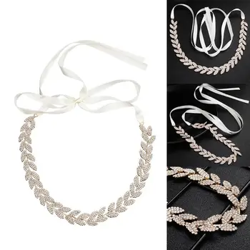 

Bridal Belt Rhinestone Leaf Thin Sash Wedding Dress Body Chain Accessories