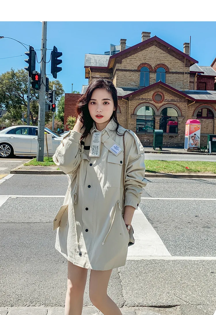 Autumn New Style Korean-style Harajuku Wind BF Loose-Fit Students Trench Coat Oversize Versatile Workwear Short Jacket Wome