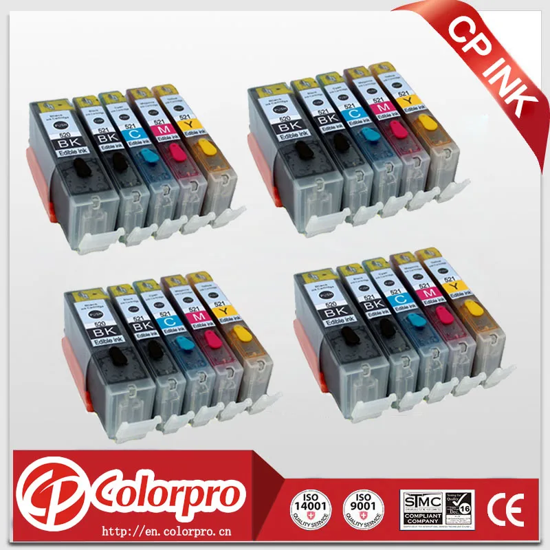 20PK 520 521 картридж со съедобными чернилами для принтера Canon pixma IP3600, IP4600, IP4700, MP540, MP550, MP560, MP620, MP630, MP640, MP980