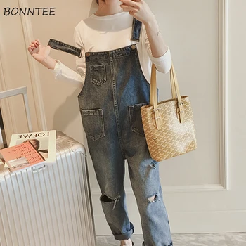 

Jumpsuits Women Female Spring Autumn Korean Style Loose Large Size Ulzzang Pocket Denim Streetwear Womens Playsuits Chic Casual