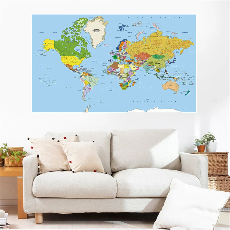 150x100cm The World Map Non-woven Canvas Painting Wall Art Poster Modern Decorative Picture Sticker Card Home Decoration |
