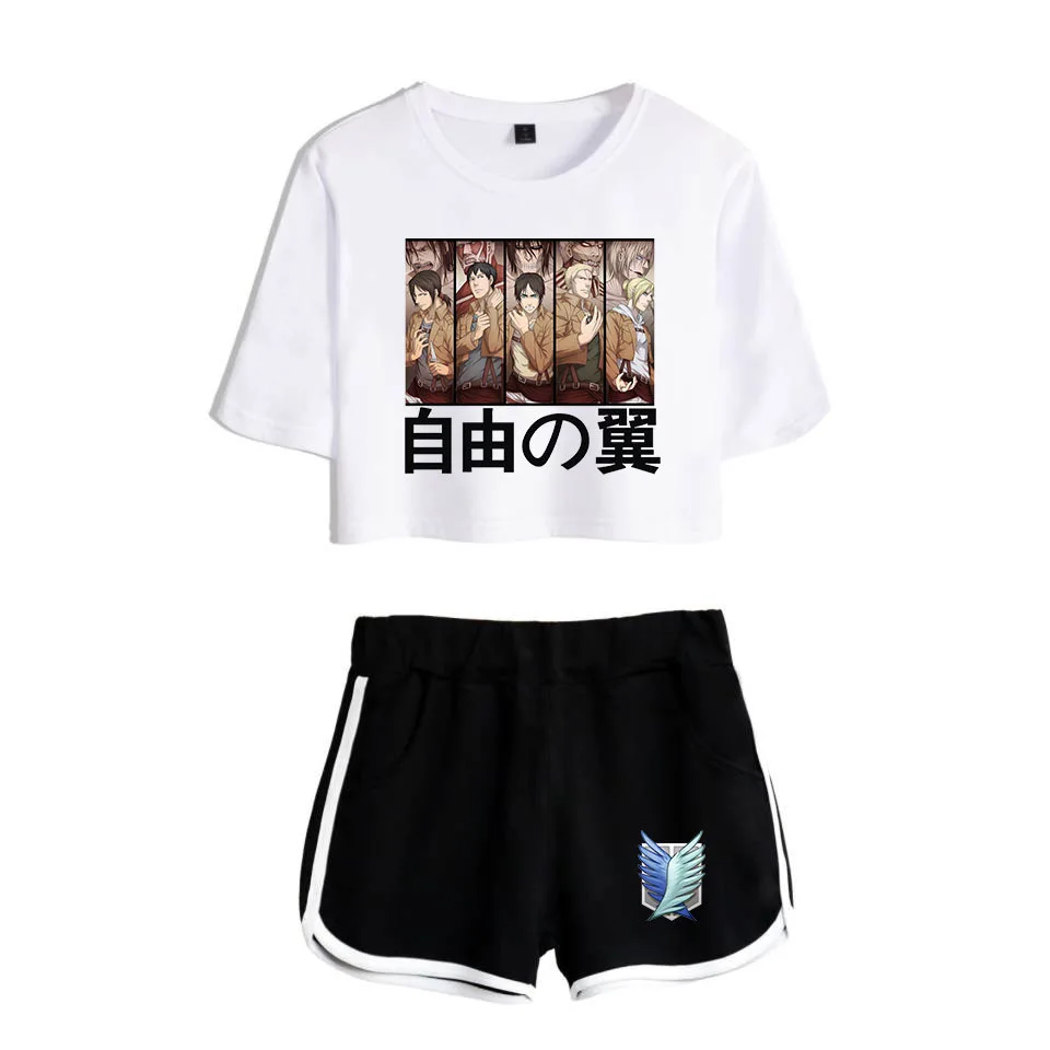 COSREA Attack On Titan Cosplay Costume Survey Corps Logo Short Sleeve Shirt Sport Suits Girls Tees Shorts T Running Sets Women -Zentai shop online Hc1f5278dab054c12a6d7539649c4cac6f.jpg