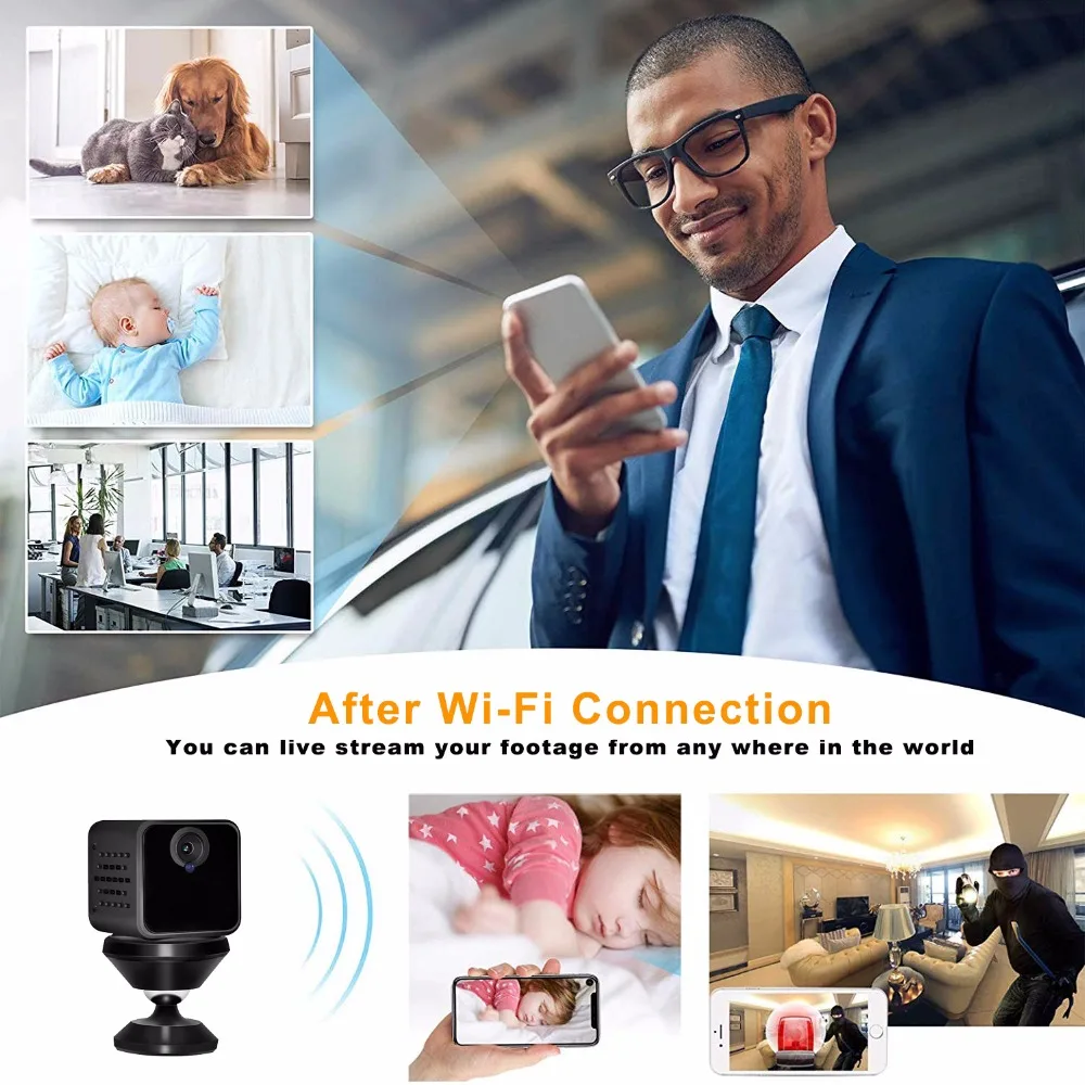 Мини CCTV Беспроводная IP WiFi камера портативная камера HD P2P беспроводной WiFi видео рекордер для iPhone iPad Android приложение Удаленный просмотр