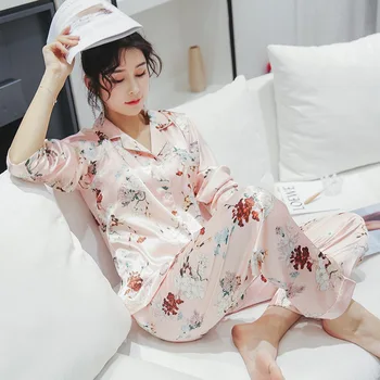 

Cute Women Pajamas Pyjamas Set Long Sleeve Sleepwear Pijama Mujer Pajama Suit 2 Pieces Night Home Wear Nightgown Plus Size
