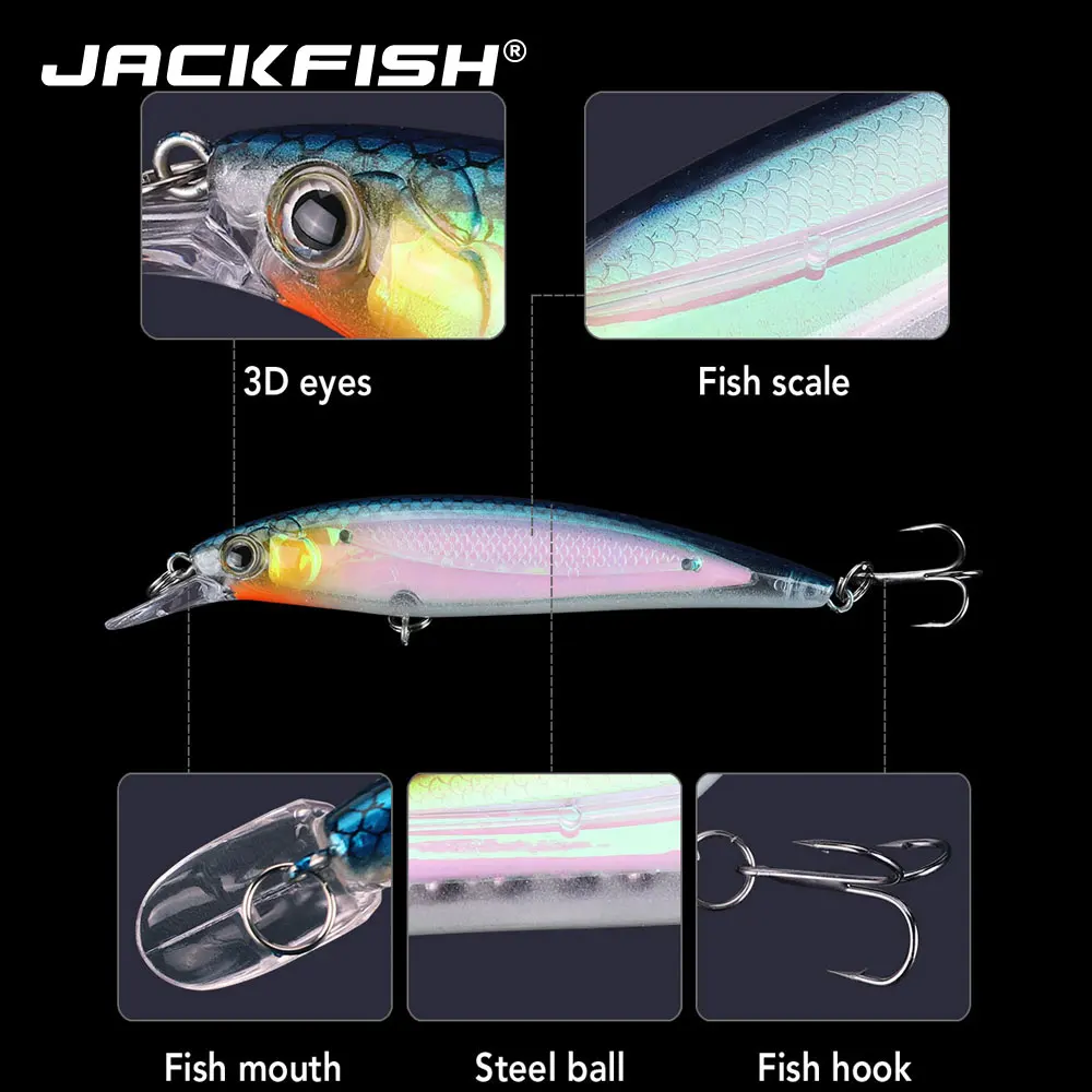 JACKFISH гольян Рыболовная Приманка 11 см 14 г плавающая искусственная жесткая приманки низкие частоты воблеры воблер, щука тали с тройным крюком