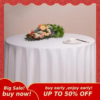 

MIHE 15 Solid Color Camping Polyester Fabric Tablecloth Round White Wedding Party Hotel Table Cloth Dining Coffee Table Cover