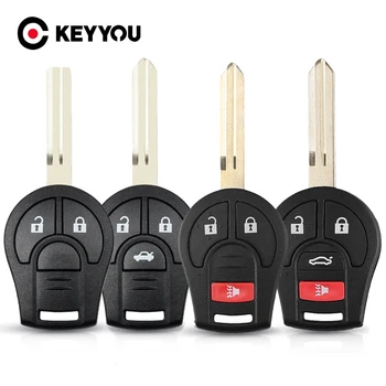 

KEYYOU 10X Key Case For NISSAN Juke March Qashqai Sunny Sylphy Tiida X-Trail Cube S SL Rogue 2/3/4 Buttons Car Remote Key Shell
