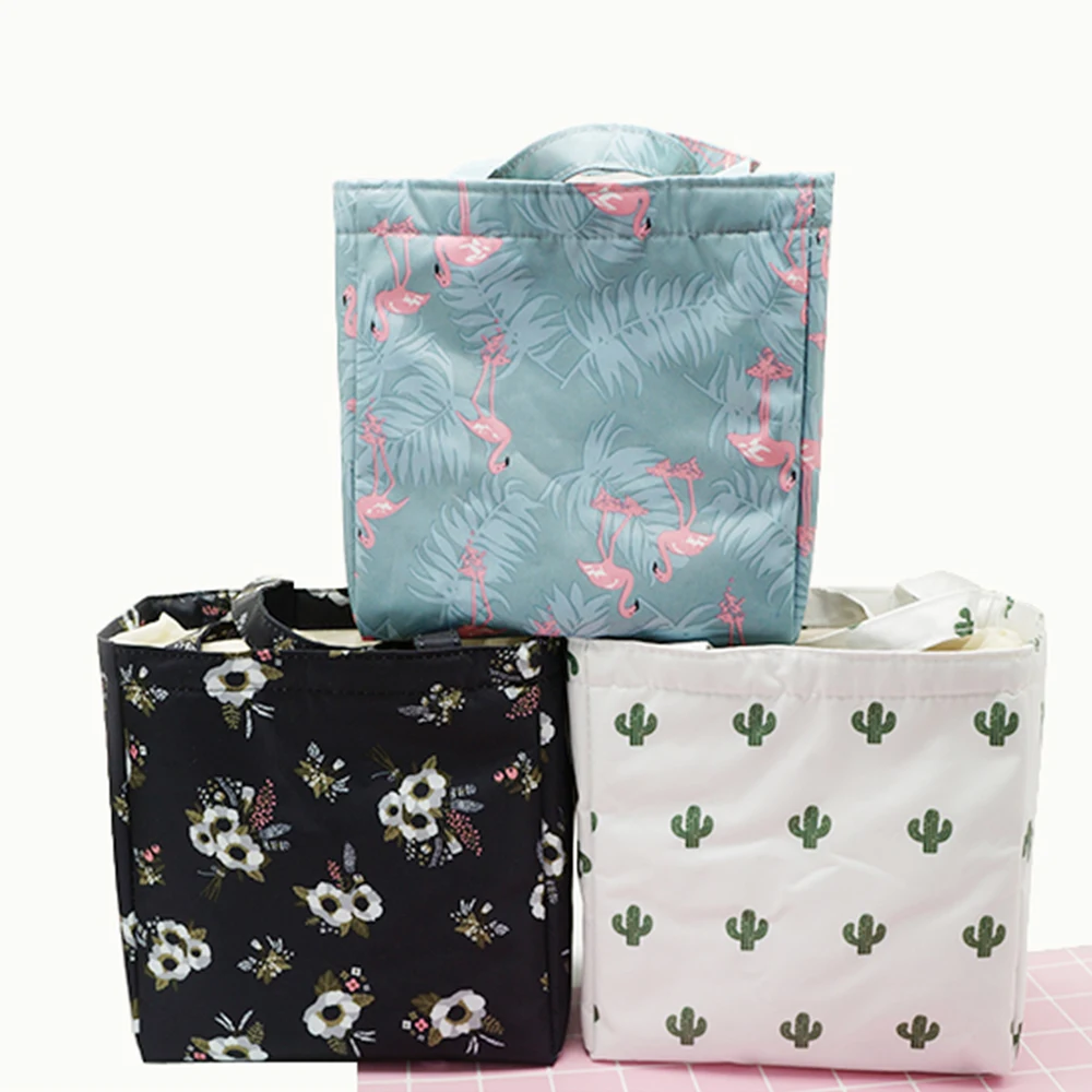 Oeak сумка для ланча Оксфорд ткань мешок для пикника на открытом воздухе большой емкости Фламинго печать водонепроницаемый герметичная портативная изоляция