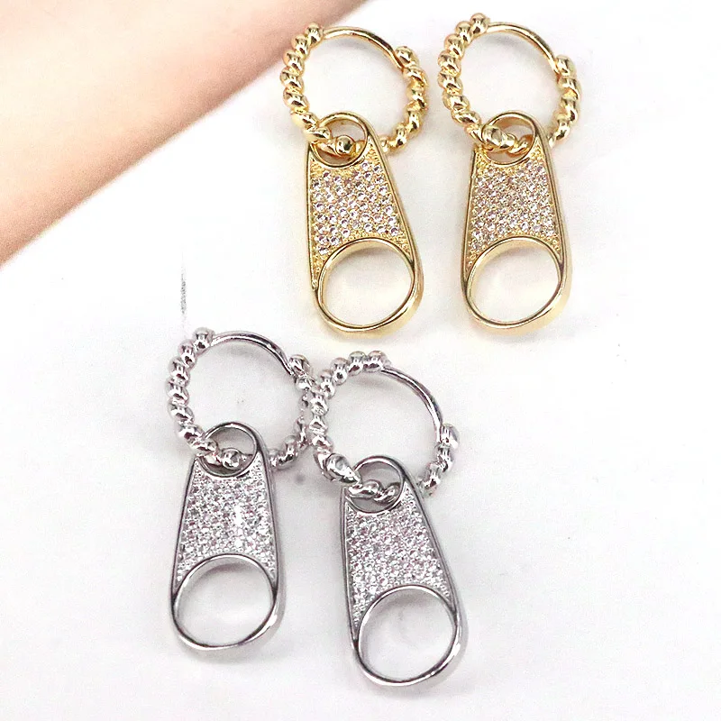 

4Pairs Trendy Zircon zipper Earrings For Women Minimalist Drop Earrings Gold Plating Crystal Dangle Earring 2021 Jewelry