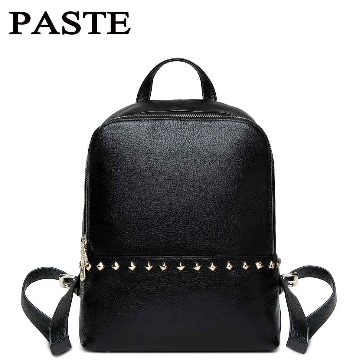 

2019 Autumn And Winter New Style Genuine Leather Rivet Backpack First Layer Leather Backpack Korean-style-Style Fashion WOMEN'S