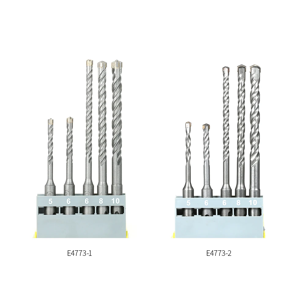 

5pcs 5mm/6mm/6mm/8mm/10mm Multi-Purpose Percussion Rotary Hammer Drill Bits Set with SDS-Plus Shank Drilling Tool